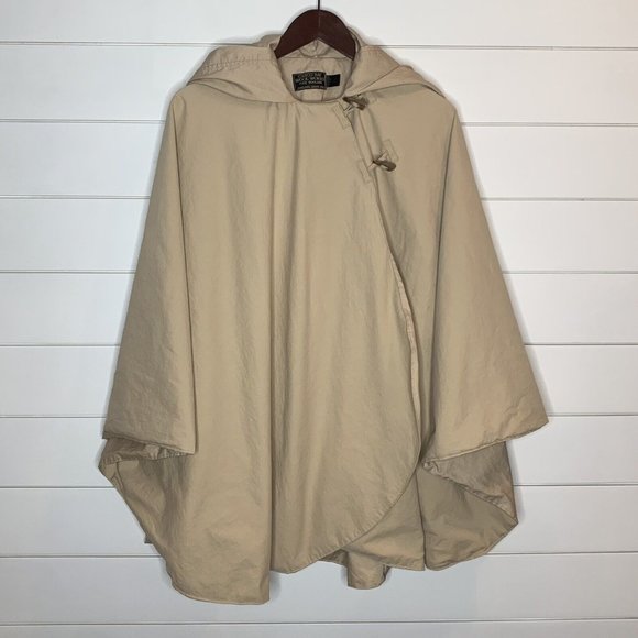 CASCO BAY WOOL WORKS Cape One Size Khaki Beige Horn Toggle Buttons Circular VTG - Picture 2 of 9